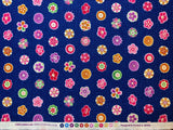 Modern Japanese Style Royal Blue Asian Inspired Floral - Cosmo Japan Cotton Dobby Fabric