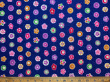 Modern Japanese Style Royal Blue Asian Inspired Floral - Cosmo Japan Cotton Dobby Fabric