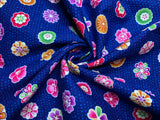 Modern Japanese Style Royal Blue Asian Inspired Floral - Cosmo Japan Cotton Dobby Fabric