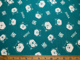 Teal with Shiba Inu Dogs - Cosmo Japan Cotton Dobby Fabric