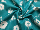 Teal with Shiba Inu Dogs - Cosmo Japan Cotton Dobby Fabric
