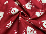 Red with Shiba Inu Dogs - Cosmo Japan Cotton Dobby Fabric