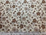 Retro 70's Brown Floral - Clean Lace Flower - Kokka Japan Cotton Poplin Fabric