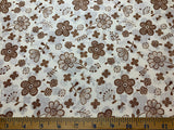 Retro 70's Brown Floral - Clean Lace Flower - Kokka Japan Cotton Poplin Fabric