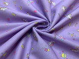 Unicorns & Rainbows on Purple Petite Design - Kokka Japan Cotton Sheeting Fabric