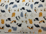Types of Cats - Cosmo Japan Cotton/Linen Fabric