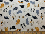 Types of Cats - Cosmo Japan Cotton/Linen Fabric