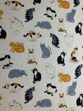 Types of Cats - Cosmo Japan Cotton/Linen Fabric