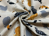Types of Cats - Cosmo Japan Cotton/Linen Fabric