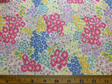 Spring Flowers - Pink Lilac Blue & Yellow Floral - Cosmo Japan Cotton Oxford Fabric