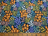 Spring Flowers - Teal Green Blue Orange Floral - Cosmo Japan Cotton Oxford Fabric