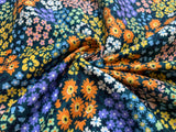 Spring Flowers - Teal Green Blue Orange Floral - Cosmo Japan Cotton Oxford Fabric