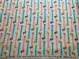 Pink & Blue Hide-and-Seek Dachshund Dogs - Kokka Japan Cotton Double Gauze Fabric