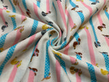 Pink & Blue Hide-and-Seek Dachshund Dogs - Kokka Japan Cotton Double Gauze Fabric