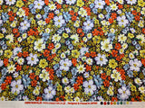 Spring Flowers - Golden Yellow & Coral Floral - Cosmo Japan Cotton Oxford Fabric