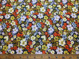 Spring Flowers - Golden Yellow & Coral Floral - Cosmo Japan Cotton Oxford Fabric