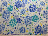 Blue Flower Bunches on White - Kokka Japan Cotton Dobby Fabric