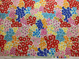 Spring Flowers - Red Pink Orange Blue & Yellow Floral - Cosmo Japan Cotton Oxford Fabric