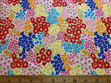 Spring Flowers - Red Pink Orange Blue & Yellow Floral - Cosmo Japan Cotton Oxford Fabric