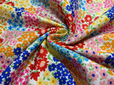 Spring Flowers - Red Pink Orange Blue & Yellow Floral - Cosmo Japan Cotton Oxford Fabric