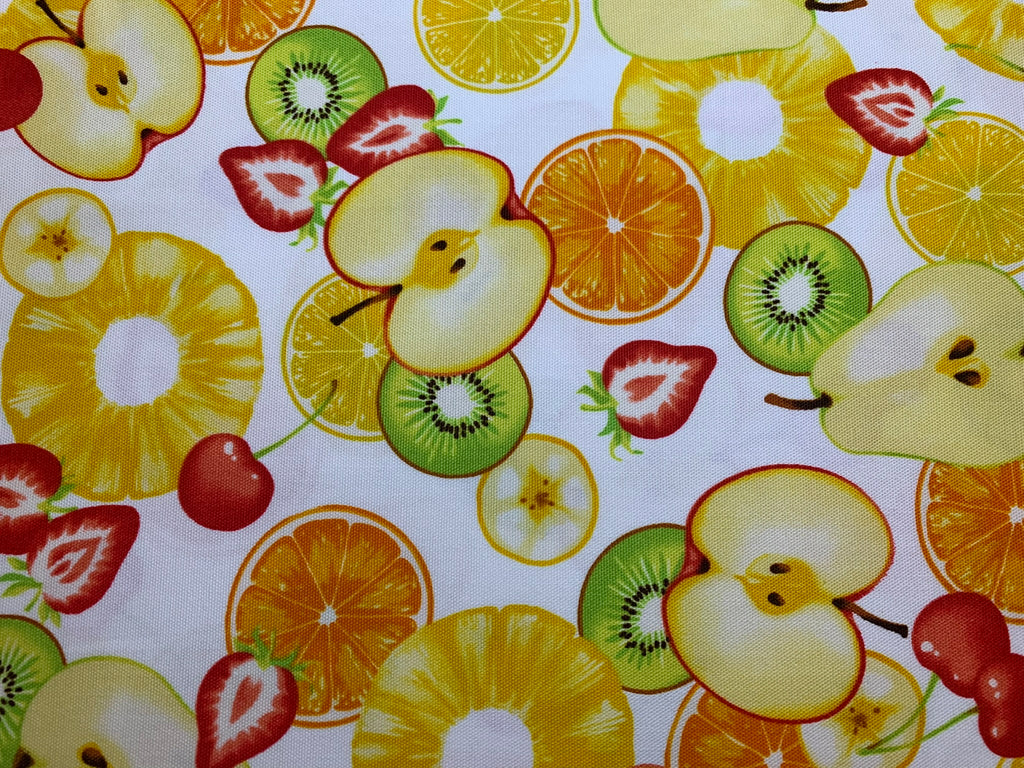 Fresh Fruits on White - Cosmo Japan Cotton Oxford Fabric