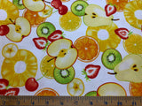 Fresh Fruits on White - Cosmo Japan Cotton Oxford Fabric