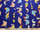 Chicken Collage Patterns Birds - Kokka Japan Cotton Oxford Fabric