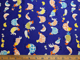 Chicken Collage Patterns Birds - Kokka Japan Cotton Oxford Fabric