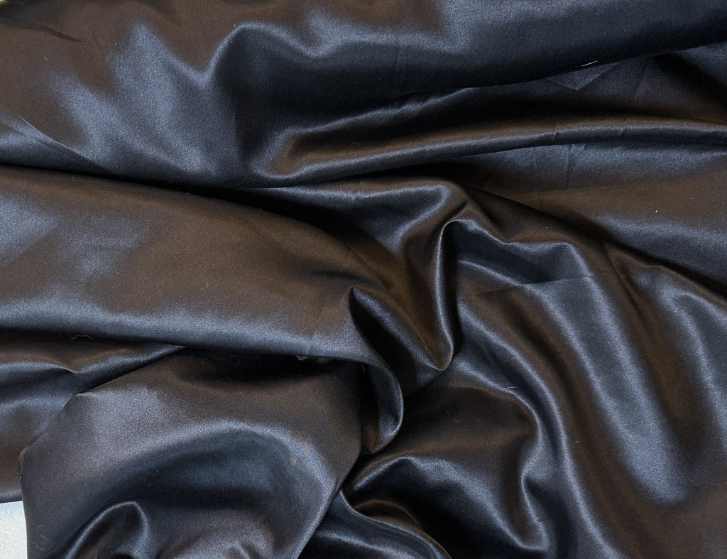 Black - Silk and Cotton Blend SATIN Fabric - 45" wide