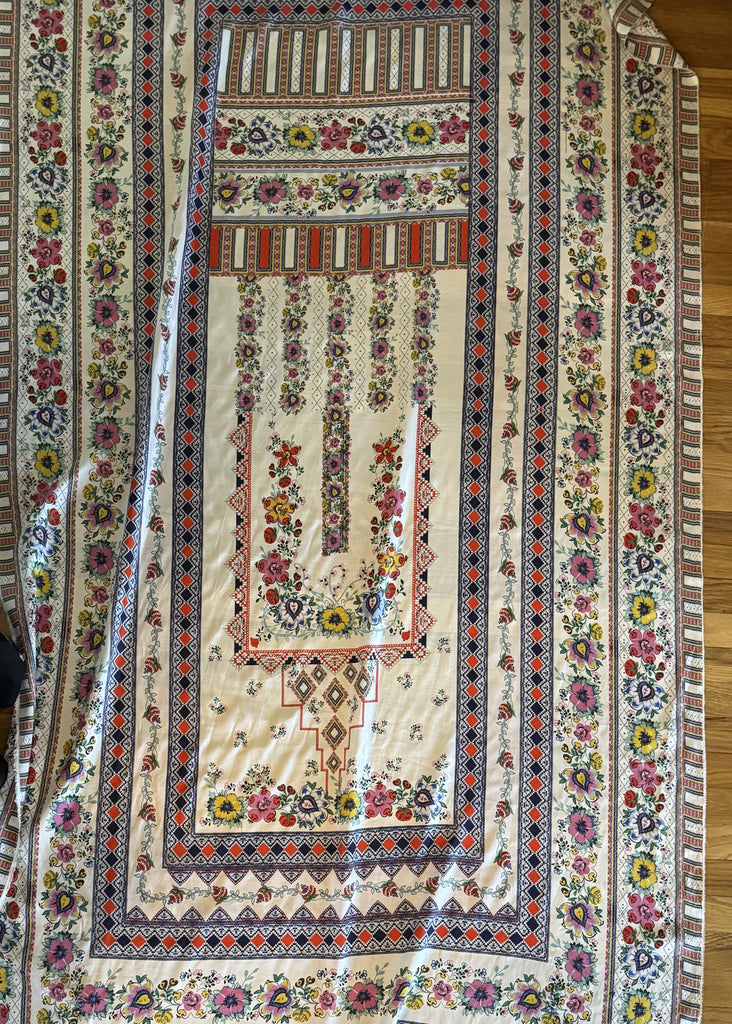 Johnny Was Boho Floral Bandana Print - 100% Silk Habotai Fabric 45"x45" panel