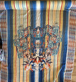 Johnny Was Boho Botanical Stripe Print - 100% Silk Satin Crepe Fabric