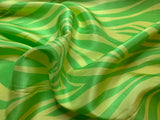 Lime Green Zebra Stripe China Silk HABOTAI Fabric 12mm weight 54" width
