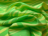 Lime Green Zebra Stripe China Silk HABOTAI Fabric 12mm weight 54" width