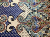 Blue & Brown Paisley - Silk Chiffon Fabric