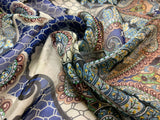 Blue & Brown Paisley - Silk Chiffon Fabric
