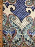 Blue & Brown Paisley - Silk Chiffon Fabric