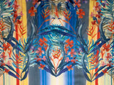 Johnny Was Boho Botanical Stripe Print - 100% Silk Satin Crepe Fabric