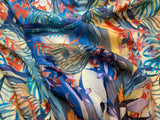 Johnny Was Boho Botanical Stripe Print - 100% Silk Satin Crepe Fabric