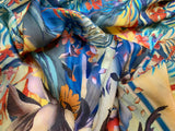 Johnny Was Boho Botanical Stripe Print - 100% Silk Satin Crepe Fabric
