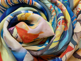 Johnny Was Boho Botanical Stripe Print - 100% Silk Satin Crepe Fabric
