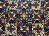 Chocolate & Navy Moroccan Tile Print - 16mm Silk Crepe de Chine Fabric