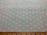 Mint with Pink Geometric - 16mm Silk Crepe de Chine Fabric