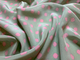 Mint with Pink Geometric - 16mm Silk Crepe de Chine Fabric