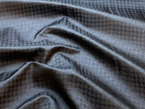 Black Houndstooth - Interfaced Silk Jacquard Fabric