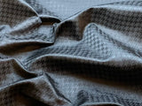 Black Houndstooth - Interfaced Silk Jacquard Fabric