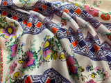 Johnny Was Boho Floral Bandana Print - 100% Silk Habotai Fabric 45"x45" panel
