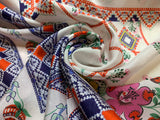 Johnny Was Boho Floral Bandana Print - 100% Silk Habotai Fabric 45"x45" panel