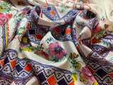 Johnny Was Boho Floral Bandana Print - 100% Silk Habotai Fabric 45"x45" panel