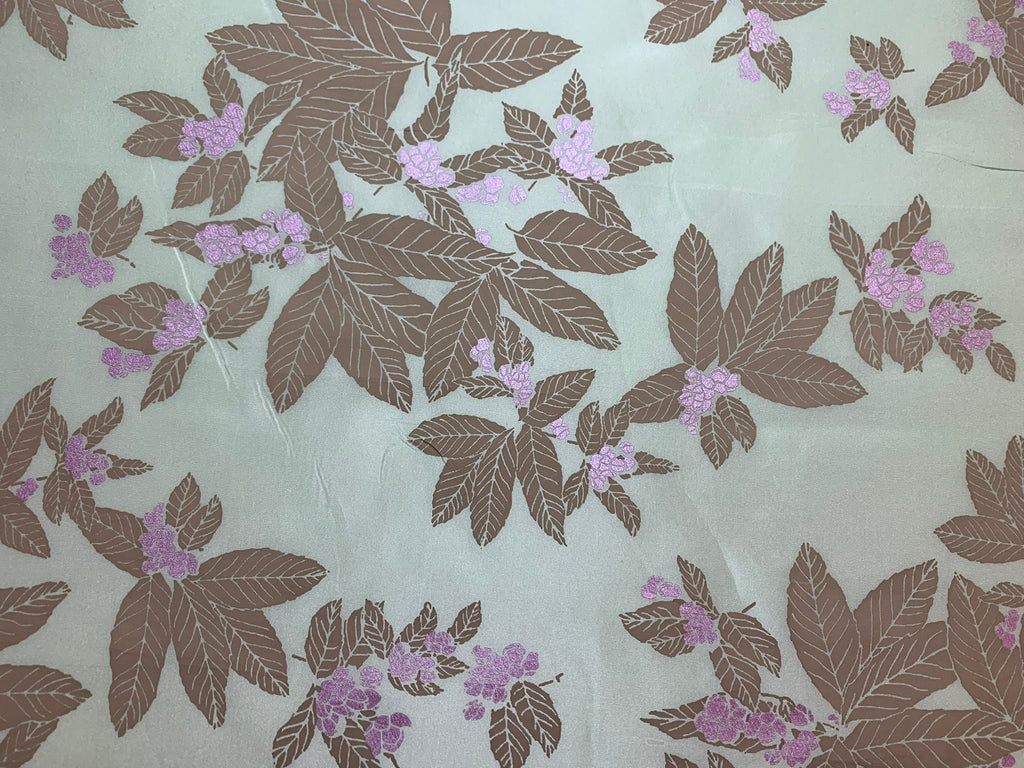 Hand Painted Berry Bunches Mint & Lavender China Silk HABOTAI Fabric