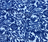Sapphire Blue Floral - Hand Dyed Burnout Silk Velvet - 3.5"x52" Remnant